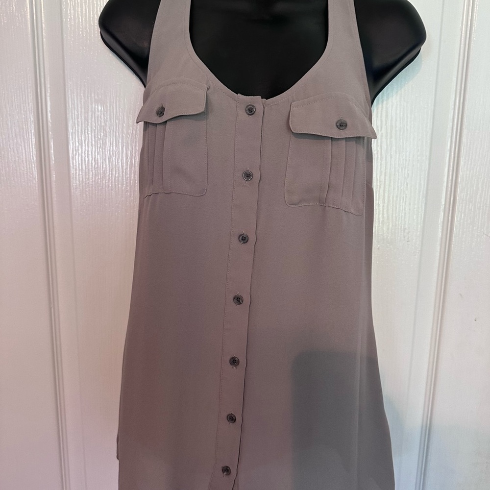Maurices Tan Sleeveless Buttoned Tank Top